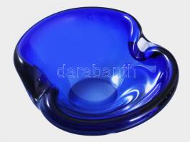 Királykék üveg asztaldísz, jelzés nélkül, 17x15 cm