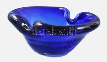 Királykék üveg asztaldísz, jelzés nélkül, 17x15 cm