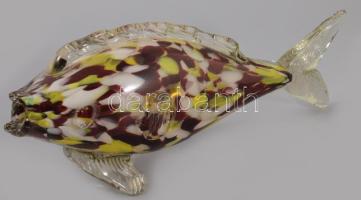 Anyagában színezett üveghal, hibátlan, h: 26 cm