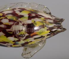 Anyagában színezett üveghal, hibátlan, h: 26 cm