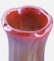 Fémlüsztere felületű szakított üveg váza, jelzés nélkül, hibátlan, m: 28 cm