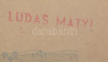 Szegő Gizi (1902-1985): 7 db karikatúra. Vegyes technika, papír, jelzett, mindegyik hátoldalán "...