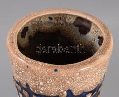 Erdélyi István kékmázas váza. Talpánál lepattanással, m: 33 cm