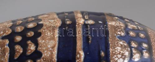 Erdélyi István kékmázas váza. Talpánál lepattanással, m: 33 cm