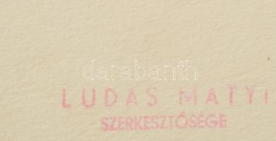 Szegő Gizi (1902-1985): 8 db karikatúra. Vegyes technika, papír, jelzett, mindegyik hátoldalán "...