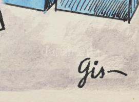 Szegő Gizi (1902-1985): 9 db karikatúra. Vegyes technika, papír, jelzett, mindegyik hátoldalán "...