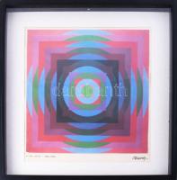 Vasarely Victor (1908-1997): P 1191 "HYLD" - 1986 (1984). Ofszet nyomat, papír. Jelzett. Kissé foltos. Plexiüvegezett fakeretben. 36x36 cm.
