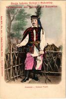 Kraków, Krakau; Volkstrachten aus Galizien und Bukowina. Krakauer Tracht. Serie XIV. Nro. 1401. Lederer &amp; Popper (Praha) / Stroje ludowe Galicyi i Bukowiny. Krakowiak/ folklore from Galicia and Bukovina (Bucovina), Krakow woman (EK)