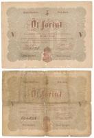 1848. 5Ft "Kossuth bankó" barna nyomat (2x) T:F,G egyiknél nagyobb szakadások Adamo G109A