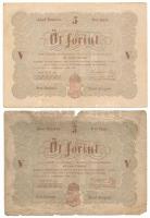 1848. 5Ft "Kossuth bankó" barna nyomat (2x) T:F,G egyiknél sok szakadás Adamo G109A