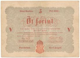 1848. 5Ft vörösesbarna nyomat "HÜl. 583049" "Kossuth bankó" T:F Adamo G109