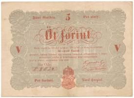 1848. 5Ft vörösesbarna nyomat "OZe. 68034" "Kossuth bankó" T:F Adamo G109