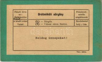 1901 Drótnélküli sürgöny, egyedi kézzel készült lap. Galántai Gyula kiadása / unique handmade postcard (EK)