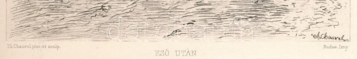 Theophile Narcisse Chauvel (1831-1914 k.): Eső után. Rézkarc, papír, jelzett a karcon. Az 1884-ben m...