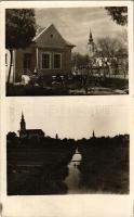 1937 Ókér, Ó-Kér, Okeri, Altker, Zmajevo; Pasicevo, Narodno Kupatilo D. D. Foto Korell / közfürdő, híd, templom / bridge, spa, church. photo (EK)