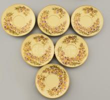 Zsolnay bambuszmintás 6 személyes kávés készlet, jelzett, teljes, egyik csészén repedésvonallal, cuk...