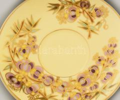 Zsolnay bambuszmintás 6 személyes kávés készlet, jelzett, teljes, egyik csészén repedésvonallal, cuk...