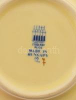 Zsolnay bambuszmintás 6 személyes kávés készlet, jelzett, teljes, egyik csészén repedésvonallal, cuk...