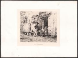 Frank Brissot (működött 1880 körül): Bárányok. Rézkarc, papír, jelzett a karcon. Az 1884-ben megjele...