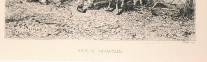 Frank Brissot (működött 1880 körül): Bárányok. Rézkarc, papír, jelzett a karcon. Az 1884-ben megjele...