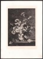 Louis Marie Lemaire (1824-1910): Mákvirág csokor. Rézkarc, papír, jelzett a karcon. Az 1884-ben megjelent Életképek. Jelenkori művészek találkozója. Husz rézkarcz c. mappából. Lapszéli apró elszíneződésekkel. 24x17 cm