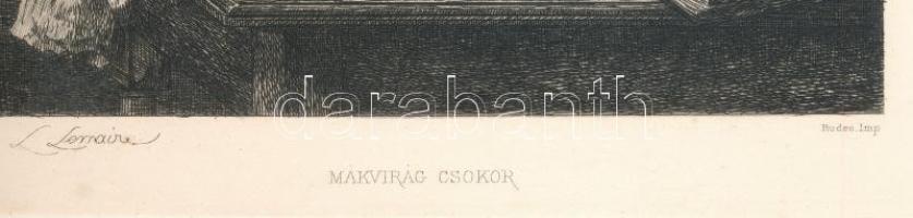 Louis Marie Lemaire (1824-1910): Mákvirág csokor. Rézkarc, papír, jelzett a karcon. Az 1884-ben megj...