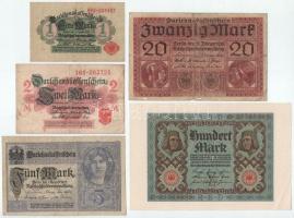 Német Birodalom 1914-1920. 1M - 100M (5xklf) T:XF-F  German Empire 1914-1920. 1 Mark - 100 Mark (5xdiff) C:XF-F