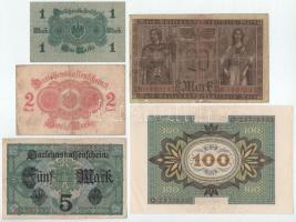 Német Birodalom 1914-1920. 1M - 100M (5xklf) T:XF-F 
German Empire 1914-1920. 1 Mark - 100 Mark (5x...