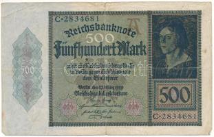 Német Birodalom / Weimari Köztársaság 1922. 500M T:F German Empire / Weimar Republic 1922. 500 Mark C:F Krause P#73