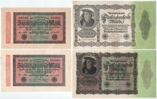 Német Birodalom / Weimari Köztársaság 1922. 500M + 50.000M (2xklf) T:F szép papír German Empire / Weimar Republic 1922. 500 Mark + 50.000 Mark (2xdiff) C:F fine paper Krause P#73