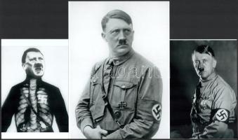 cca 1944 előtt készült felvételek Adolf Hitlerről, 3 db modern nagyítás, jelzés nélkül, az egyik felvétel fotómontázs, 21x15 cm és 15x10 cm