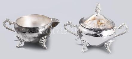 Ezüstözött fém kávészervírozó készlet, használatlan, eredeti dobozában