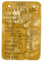 1941 Cukrász Bál plasztik program, 9x6 cm