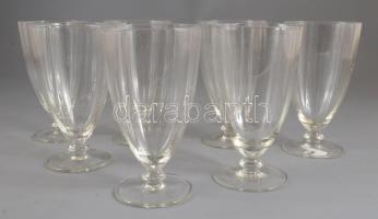 cca 1930 Kristályüveg talpas pohár szett, 7 darab, m: 13,5 cm