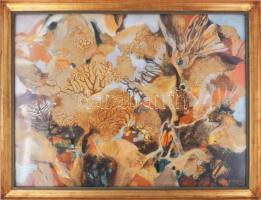 Scholz Erik (1926-1995): Őszi levelek. Olaj, farost, jelezve jobbra lent, hátoldalán Képcsarnok Vállalat címkéjével, üvegezett fakeretben, 60×80 cm