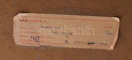 Scholz Erik (1926-1995): Őszi levelek. Olaj, farost, jelezve jobbra lent, hátoldalán Képcsarnok Váll...