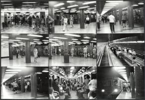 1975 június 19. Utasok a metróban, 13 db vintage fotó, ezüst zselatinos fotópapíron, jelzés nélkül, 9x13 cm