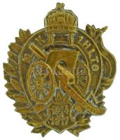 1917. "M. K. 1. H. L. T. O. 1914-1917." (1917. magyar királyi 1 Honvéd légvédelmi tüzérosztály) bronz lemezjelvény (40x32mm) T:XF Hungary 1917. "M. K. 1. H. L. T. O. 1914-1917." (1917. Hungarian Royal Honvéd Anti-air Artillery Battery) bronze sheet badge (40x32mm) C:XF