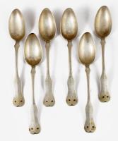 6 db ezüst kanál dianás jelzéssel, mesterjeggyel, jelzett 389g 22 cm