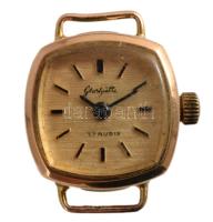 Glashütte 17 köves női karóra, mechanikus, nem működik, kopással, 15x15 mm