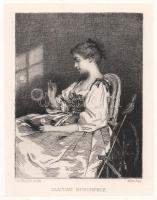 Charles Joshua Chaplin (1825-1891): Szappan buborékok. Rézkarc, papír, jelzett a karcon. Az 1884-ben megjelent Életképek. Jelenkori művészek találkozója. Husz rézkarcz c. mappából. Lapszéli kisebb foltokkal. 15x11,5 cm