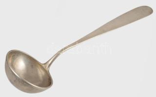 Antik ezüst tejmerő kanál Pest, 1860. 13 latos finomságjelzéssel, CsP. mesterjeggyel, jelzett 111 g 23 cm