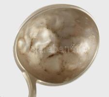 Antik ezüst tejmerő kanál 13 latos finomságjelzéssel, . mesterjeggyel, jelzett , horpadásokkal 23 cm