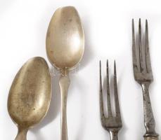vegyes ezüst és ezüst nyelű evőeszközök, sérültek, össz bruttó 98 g