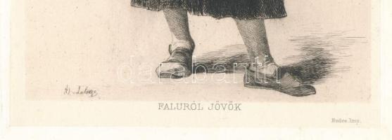 Adolphe Lalauze (1838-1906): Faluról jövök. Rézkarc, papír, jelzett a karcon. Az 1884-ben megjelent ...
