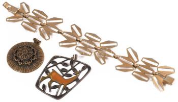 3 darab retro iparművész bross és karkötő