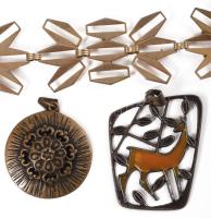 3 darab retro iparművész bross és karkötő