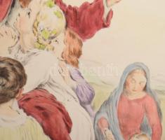 Prihoda István (1891-1956), C. Vogel pinx: Engedjétek hozzám... (Jézus gyerekekkel). Színezett rézka...