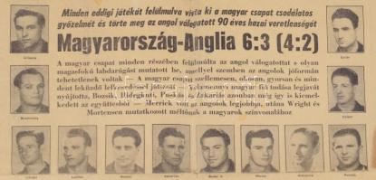 1953 Magyarország: Anglia 6:3. A legendás meccsről tudósító Népsport 1953. nov. 26., IX. évf. 236. s...