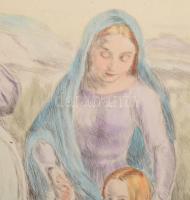 Prihoda István (1891-1956), C. Vogel pinx: Engedjétek hozzám... (Jézus gyerekekkel). Színezett rézka...